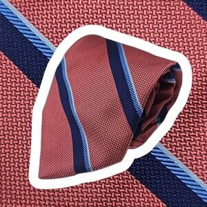 Brooks Brothers Tie Mens Striped Jacquard Pink Blue All SIlk 60" USA